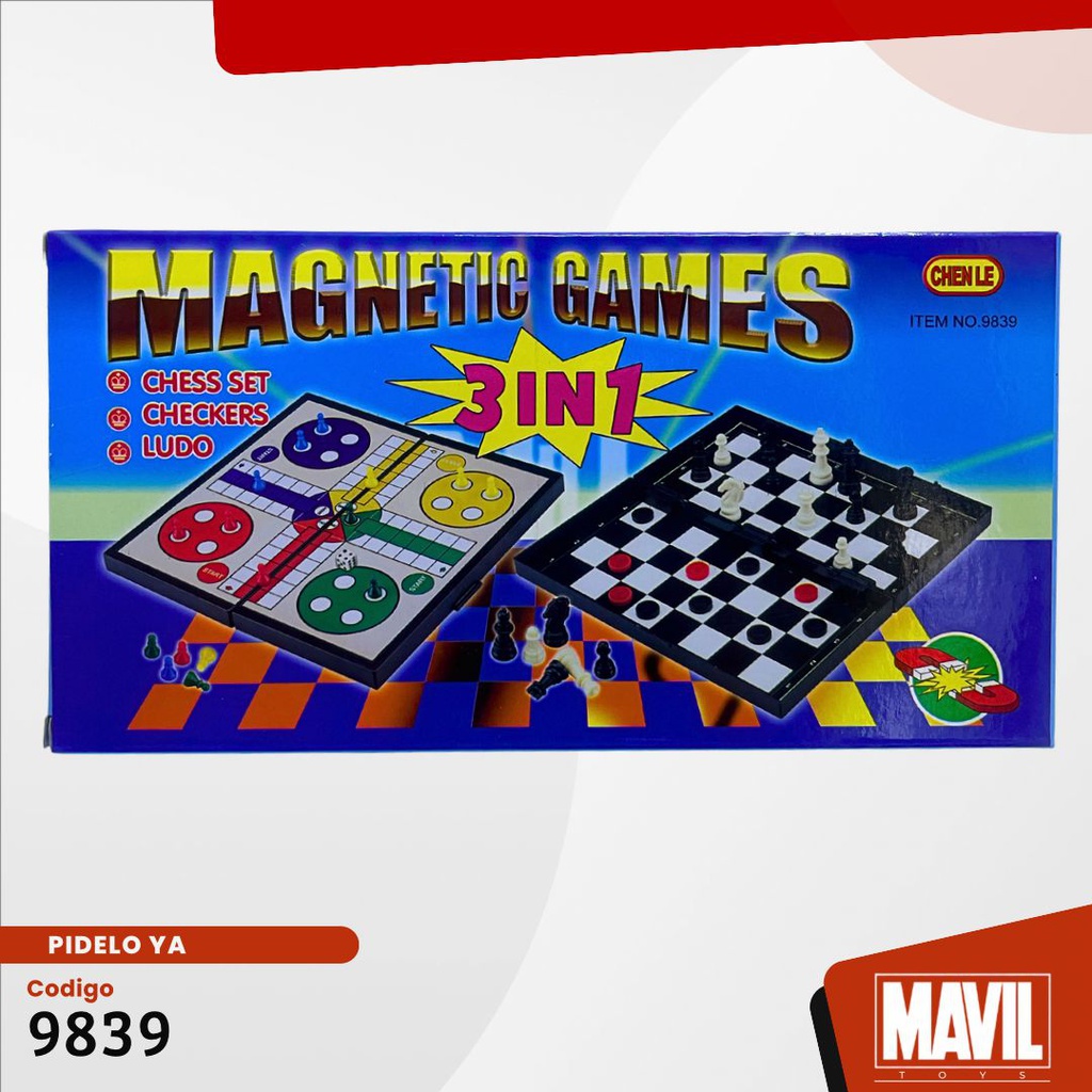 [9839] JGTE AJEDRES 3 EN 1 AZUL IMANTADO PVC