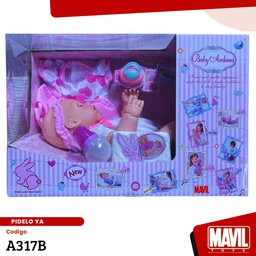 [A317B] JGTE BEBE REAL ARDANA CON BACIN EN CAJA ROSADA